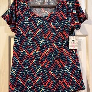 LuLaRoe Multicolor Geometric Short Sleeve Top